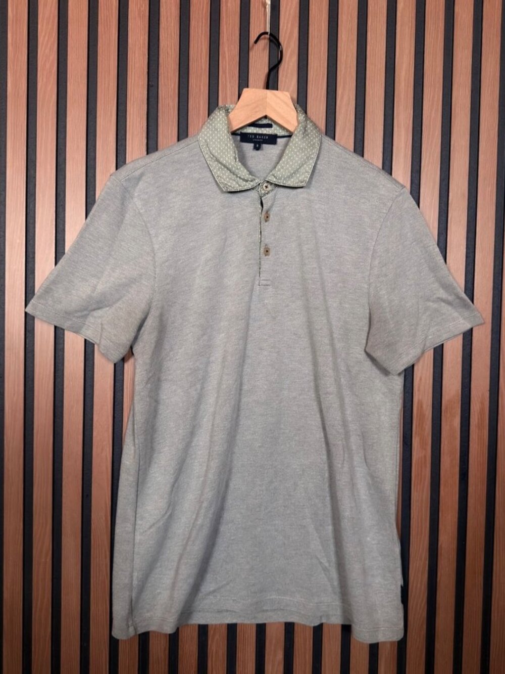 Ted Baker Polo Shirt 3 / Medium Mens Gray Short Sleeve Collared Button